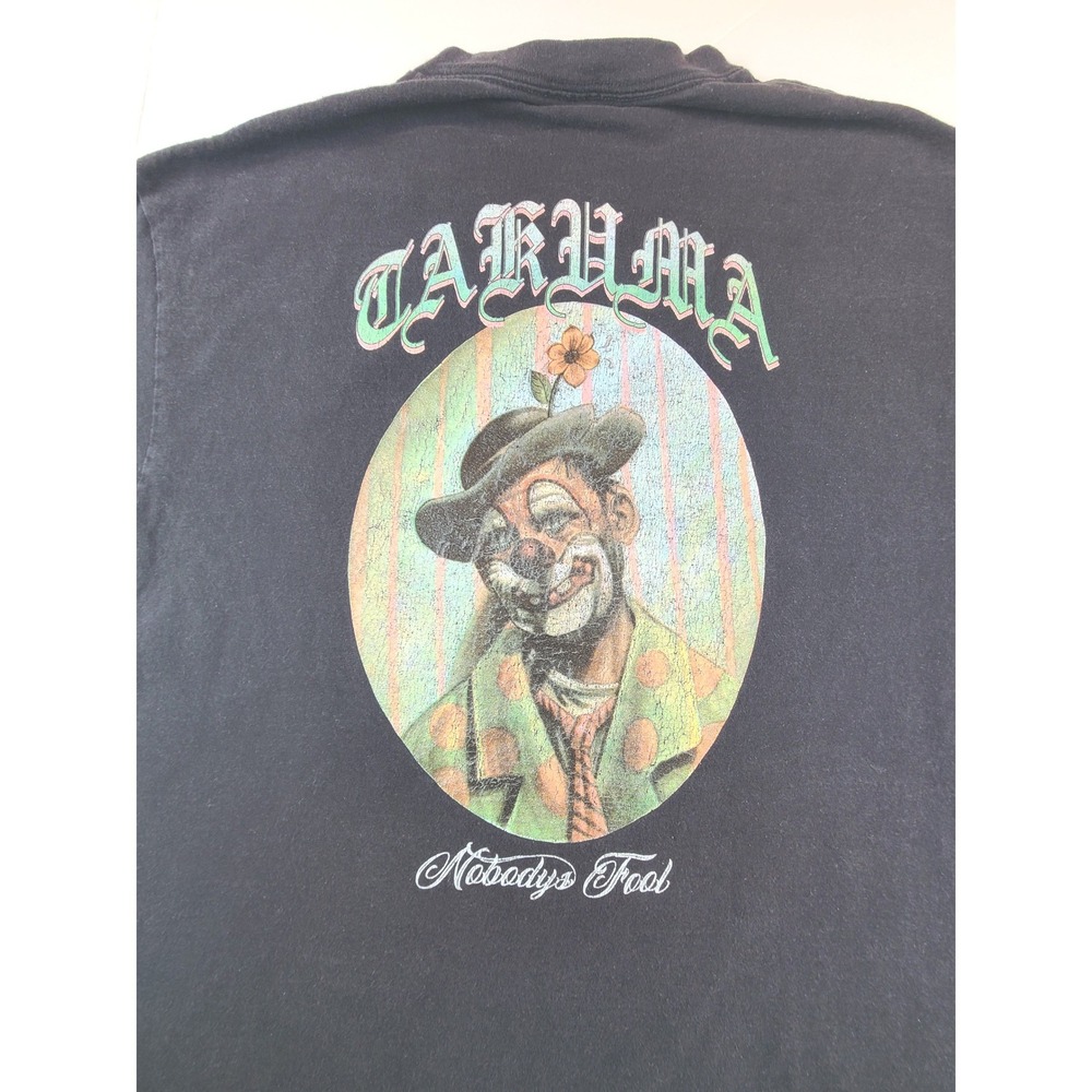 Takuma Nobodys Fool Sad Clown Graphic Print T-Shirt Men Large Black Short Sleeve